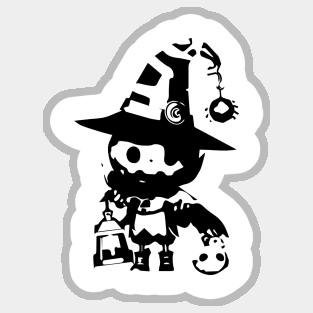 Jack o lantern minimal silhouette white Sticker